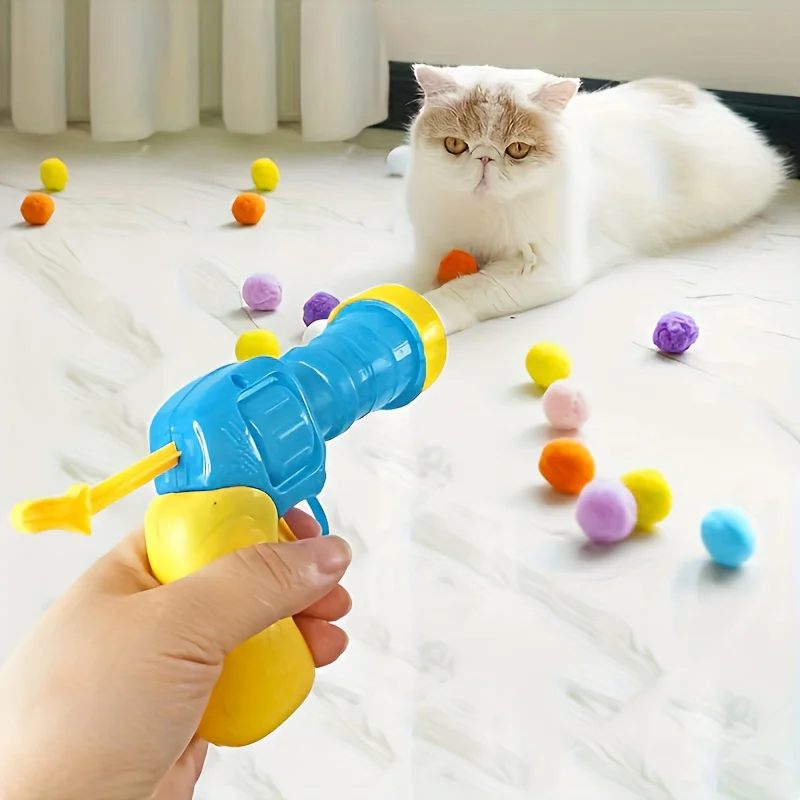 20/50/100pcs Cat Toy Hair Ball Launcher Boring Toy High Elastic Hair Ball Bite Resistant Cat Pet Ball Set