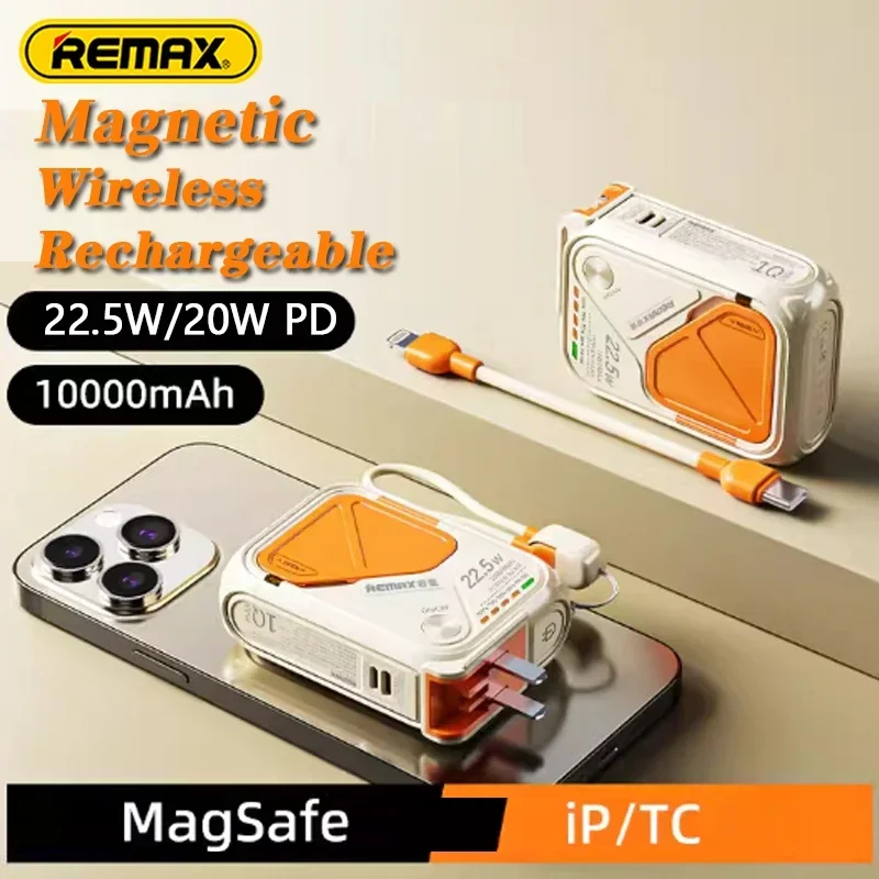 Remax-10000mAh-Magnetic-Magsafe-Portable-PowerBank-Recyclable-Battery ...