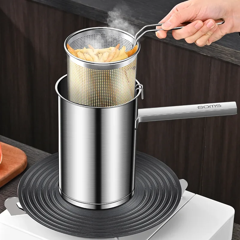 

Stainless Steel Multifunction Pot With Lid Deep Fryer With Basket strainer French Fries Soup Noodle Induction Cooker Gas Kitchen