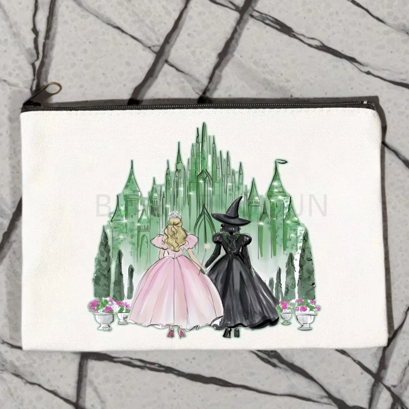 위키드 프린트 메이크업 가방 여행용 세면도구 정리 파우치 여성용 캔버스 지퍼..