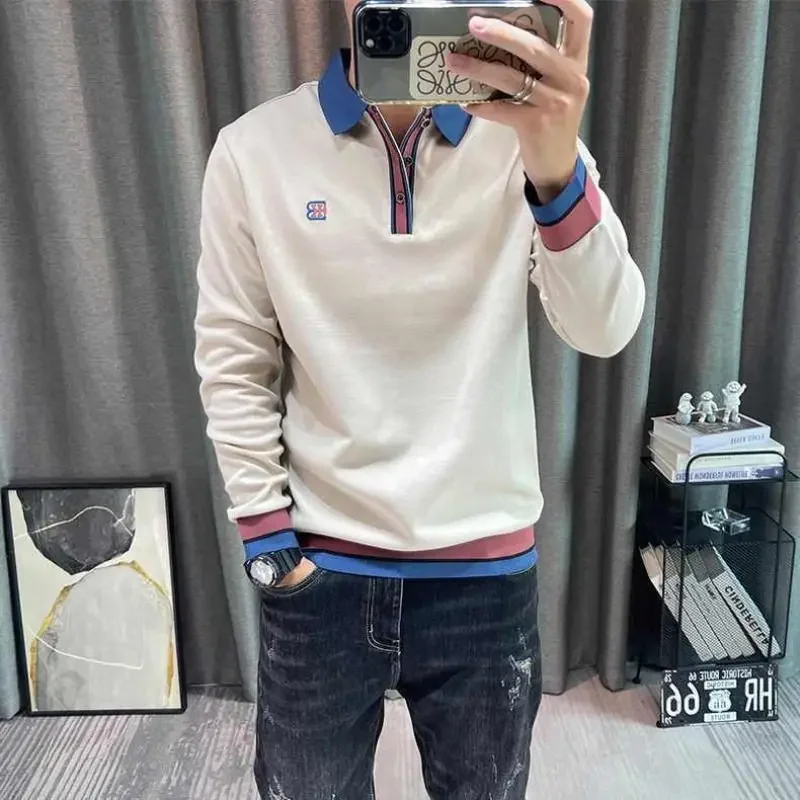 thumbnail image 1 of Camisetas polo para hombre, nuevas sudaderas coreanas de otoño para hombre, ropa social de manga larga de alta calidad, ofertas, talla S, XXL, venta completa, jersey, 1 of 5