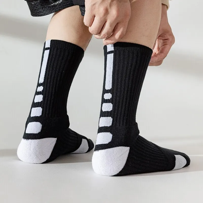 Chaussettes de basket-ball professionnelles pour hommes, tube moyen astronomique, serviette optique, entraînement de saut réel, sport, lot de 5 paires