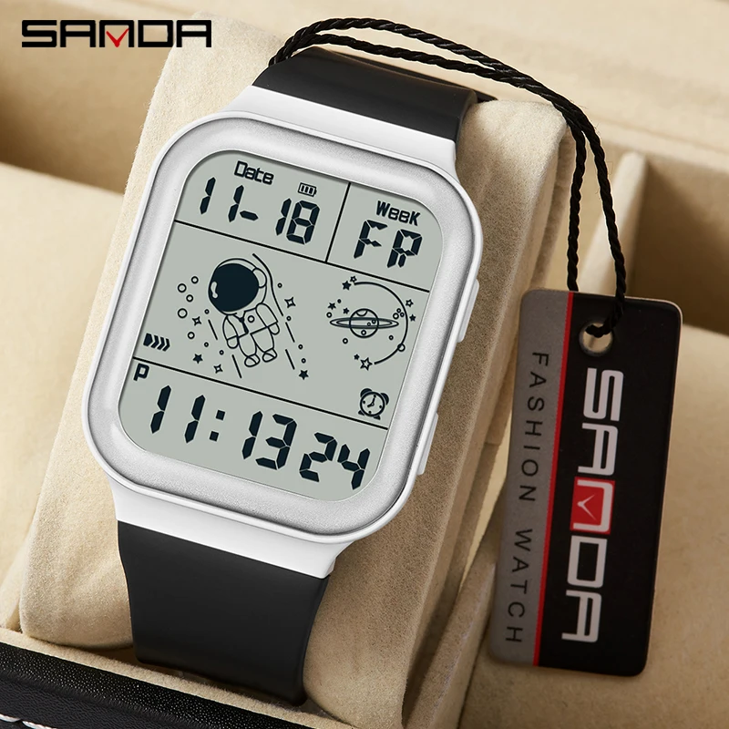

SANDA Men LED Digital Sports Watches Luminous Waterproof Electronic Chronograph Wrist Square Step Kilometer Clock Reloj Hombre