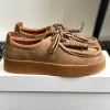 2025 Desinger Real Leather Round-Toe Thick Sole Lace-Up Woman Loafers Mules Clogs Shoes For Woman Fringe Decora Sapato Feminino 1