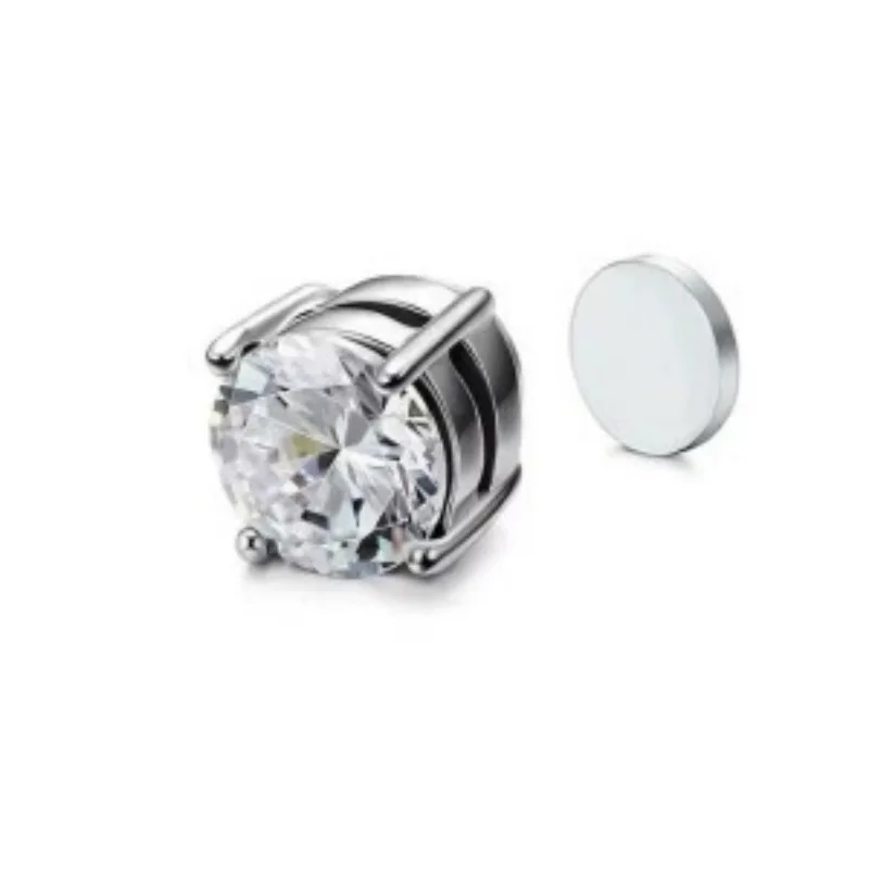 5/1pcs Magnetic No Piercing Required Earrings Adjustable Size Clip on Earrings 6-Prong Royal Crystal Design Perfect for Ear Bone 6