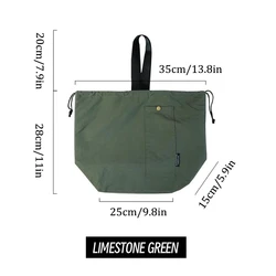 Large Cotton Canvas Thermal Insulated Lunch Bag with Drawstring Closure (Green)