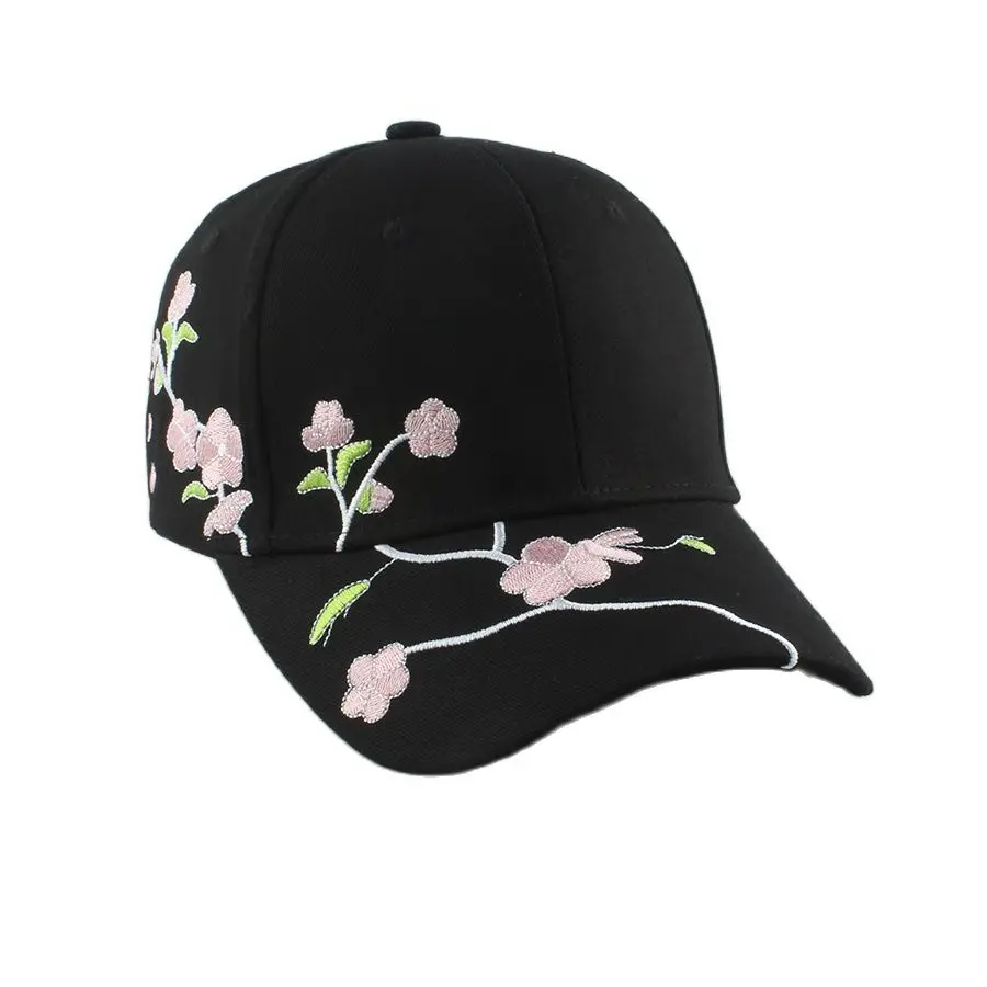 Women Flower Embroidery Baseball Cap Summer Outdoor Adjustable Visor Sun Hat Cotton Hip Hop Snapback Caps