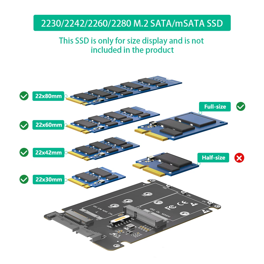 SSD Enclosure Hard Drive Adapter Plastic 2 in 1 Combine M.2 NGFF key B & mSATA SSD To 2.5 SATA3