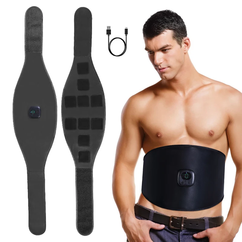 Abdominal Muscle Stimulator Electric EMS Abdominal Trainer Abs Toning Belt Muscle Stimulator Toner Body Shaping Loss Weight Home Gym Fitness Equiment Unisex