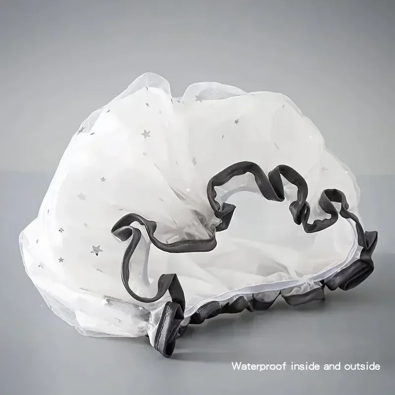 Waterproof Double-Layer Shower Cap Starry Sky Design Fashion Reusable Bathing Hat Kitchen Oil-proof Sanitary Hat Hair Wrap Cute 6