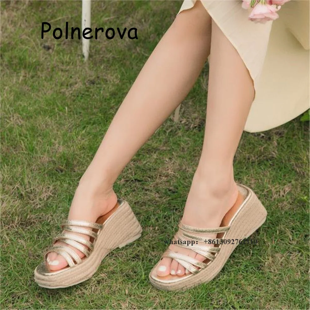 

Global Thick Sole Slippers Knit Women's Shoes Wedges Slip On Height Increasing Summer Casual Elegant Ladies Fashion Slippers