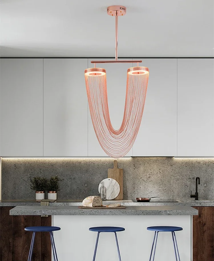 New Design Tassel Aluminum Chain Chandelier Simple Modern Dining Room Chandelier