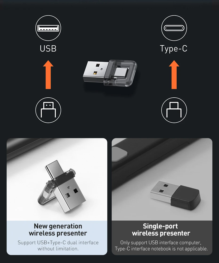 Baseus-puntero inalámbrico Flip pen, mando a distancia Universal para Mac Win, proyector, presentación de Powerpoint