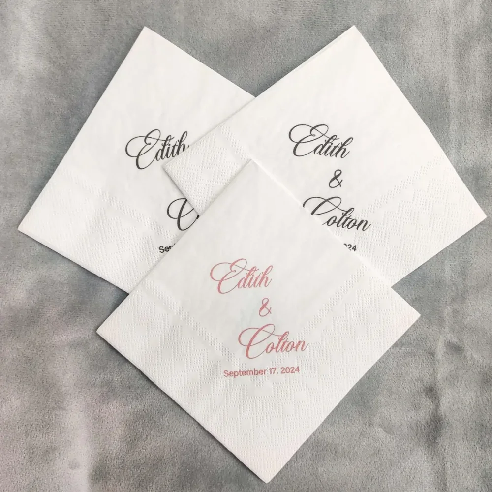 50 pcs Wedding Cocktail Napkins,Engagement Cocktail Napkins,Wedding Reception Napkins,Rehearsal Dinner,Engagement Party
