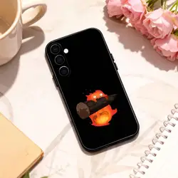 Charming Anime C - Cute Calcifer Soft Black Phone Case - Samsung a21 (Z6)