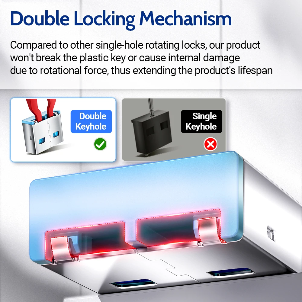 AMPCOM Detachable Carbon Steel USB Dust Plug and Security Lock