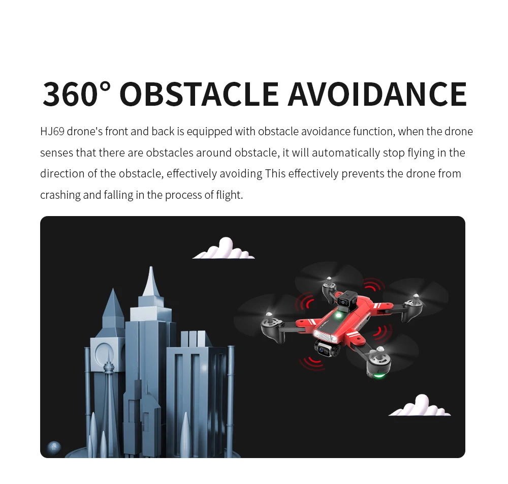 HJ69 Max Drone, 3609 obstacle avoidance hj69 drone's front and