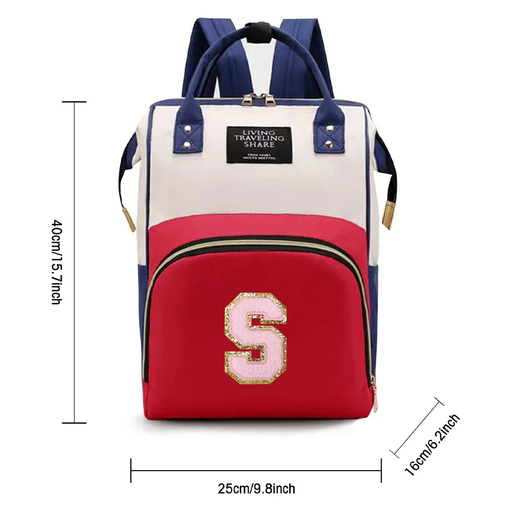 Nappy Backpack Bag Mummy Large Capacity Bag Mom Baby Multi-Function Waterproof Pink Letter Travel Diaper Bags Baby Nursing Bags