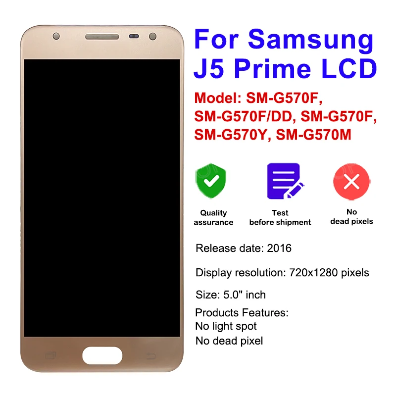 5.0'' LCD For Samsung Galaxy J5 Prime G570 Display Touch Screen G570F G570M G570F/DS igitizer Assembly Replacement with Tools