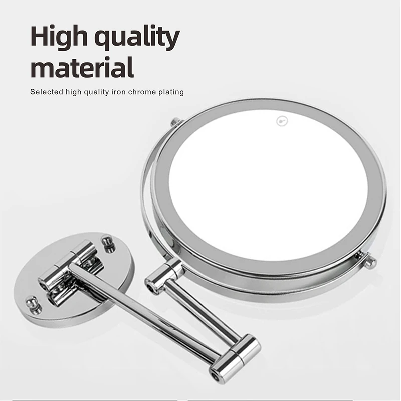 8 inch Wall Mounted Makeup Mirror 5/7/10X Magnifying Double Side Folding Arm Extend USB Charging Bathroom Smart Cosmetic Mirrors 5