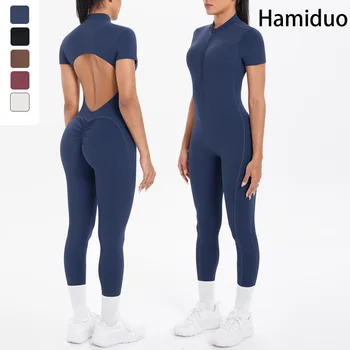 Short Sleeved Fitness Jumpsuit 1