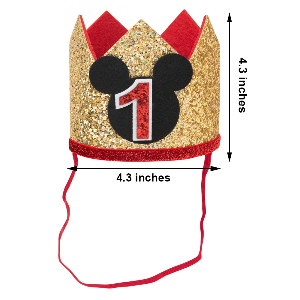 CHuangQi Birthday Party Glitter Hat for Boy & Girl Birthday Theme Party Crown Baby's Photo Props for 1/2 1st 2nd 3rd