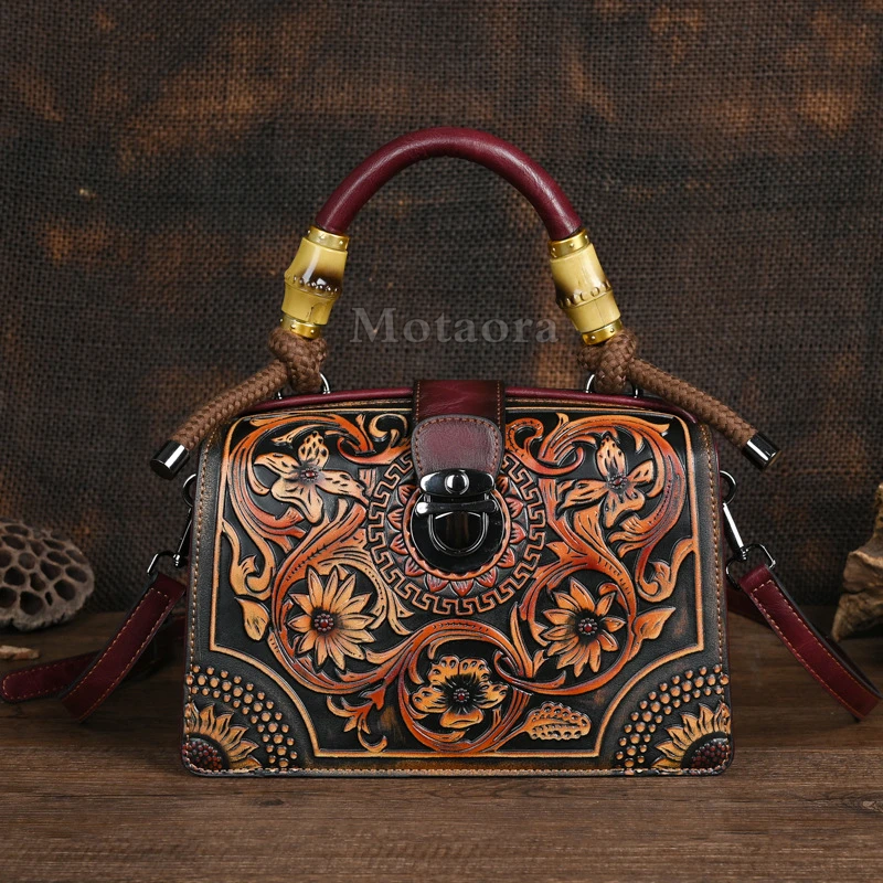 حقيبة كتف من جلد البولي يوريثان منقوشة من موتورا ل...