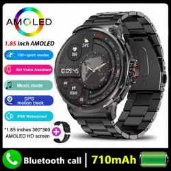 Premium GPS Trajectory Smart Watch with 1.85 - inch HD AMOLED Screen & Long - Lasting Battery - 710mAh GPS (Steel strip Black)