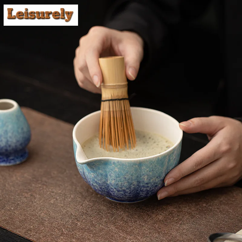 Kiln-transformed Ice Flower Ceramic Matcha Bowl Whisks Standing Bowls Tea Ceremony Accessories Equipment Tea Set Craft Supplies