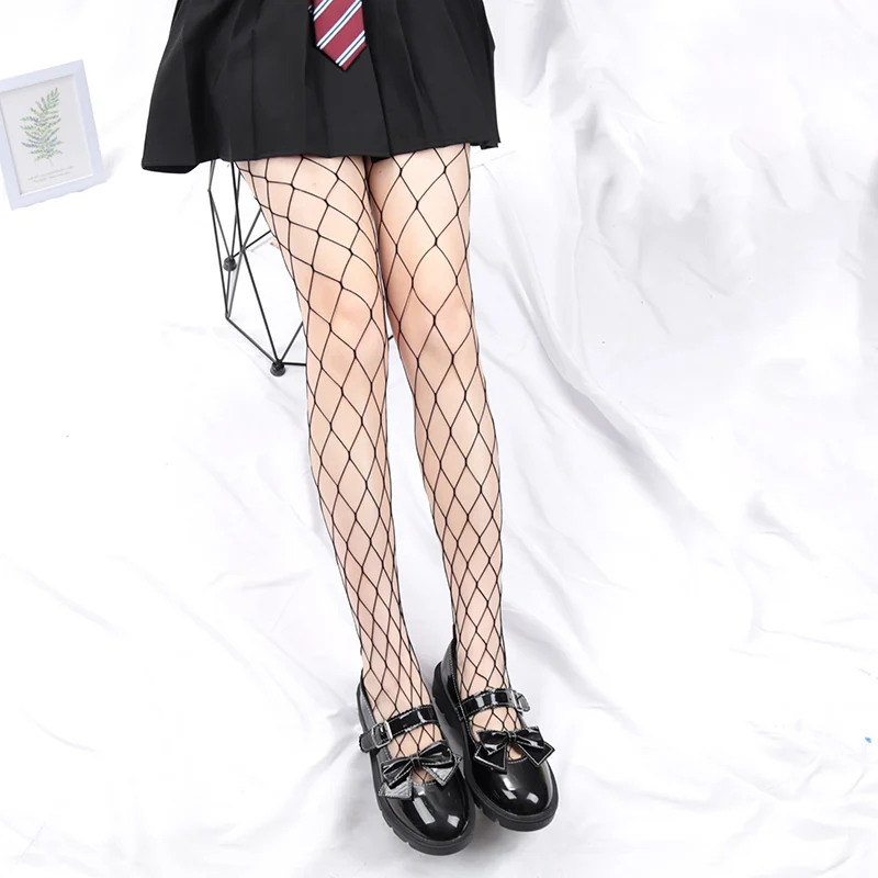 Women Black Long Sexy Hollow Out Fishnet Body JK Stockings Pantyhose High Waist Stocking Tights Panty Lolita Fishnet Lingerie