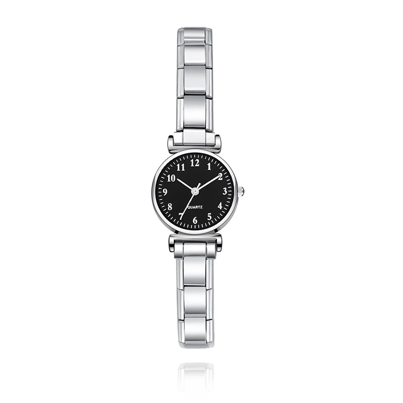 Elegant Women's Stainless Steel Bangle Bracelet - White & Black Watch Design for Parties & Special Occasions