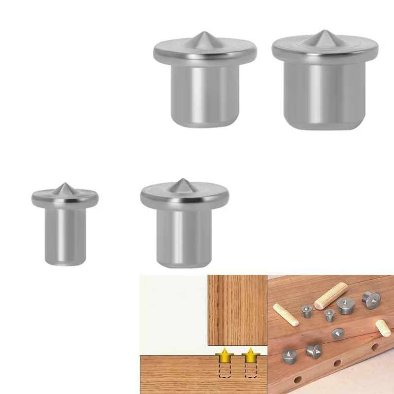 Center Punch Tool Woodworking 1/4 Dowel Tenon Center Set Top Locator Roundwood Punch Wooden Furniture Centering Point Drilling