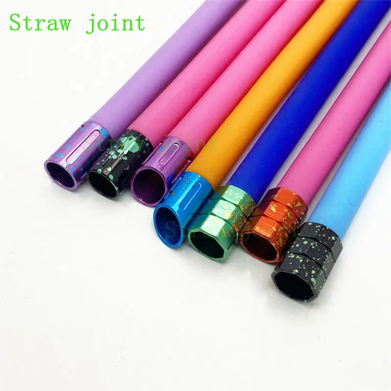 1pc 510 Random Colors Aluminum Flat Mouth Beveled Multi Section Spotted Straw Joint