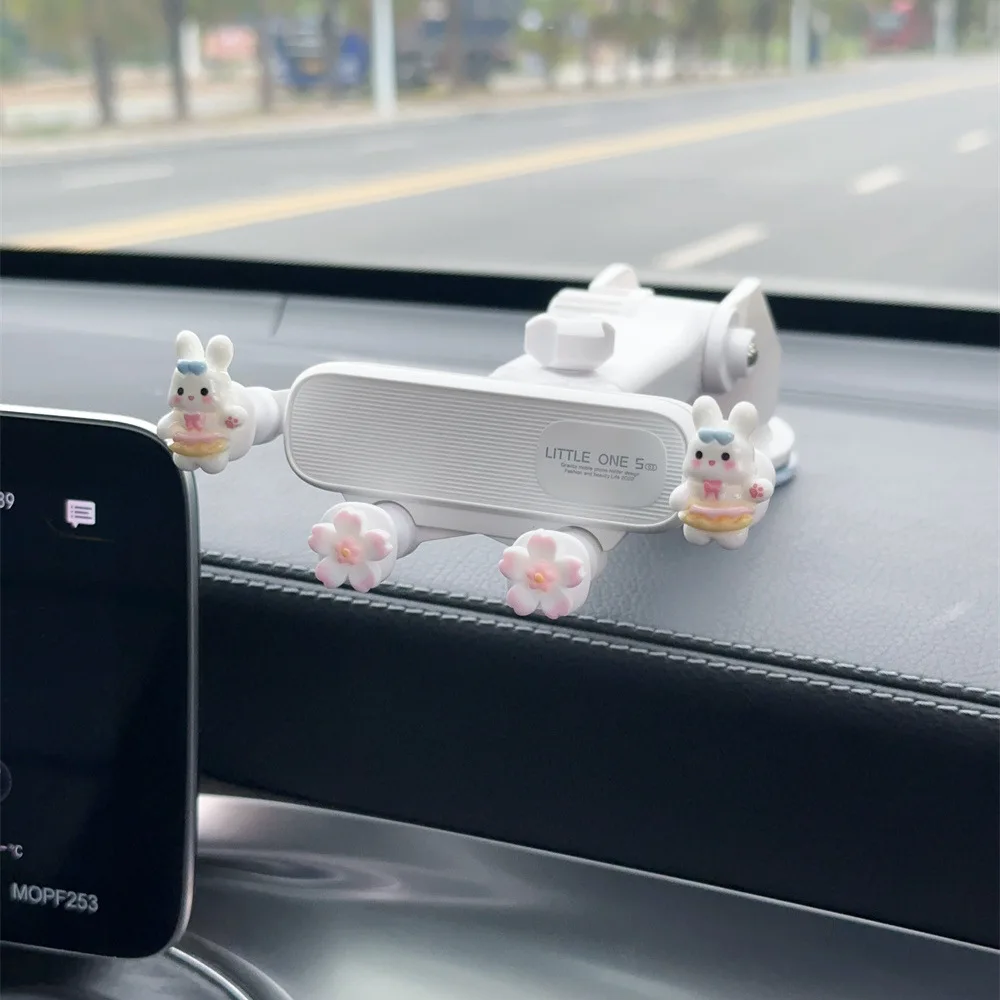 Multi-Function Car Phone Holder - Cartoon Style Suction Cup Mount for Air Vent, Gravity Support Stand for Navigation & Daily Use