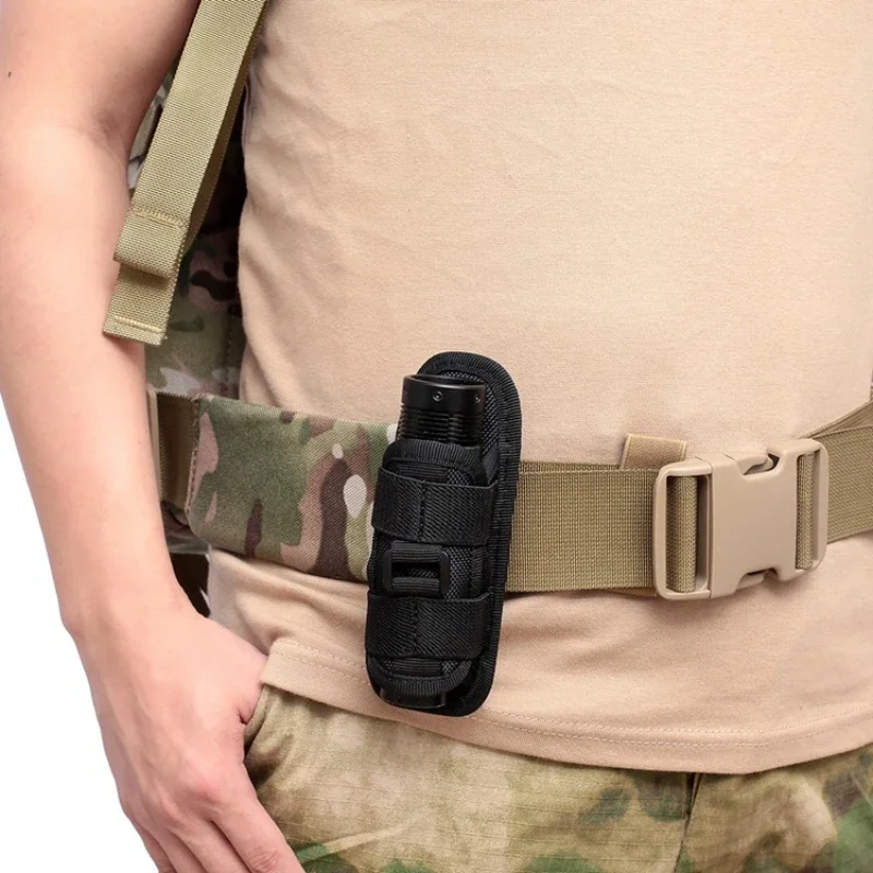 

Tactical Hunting Molle Nylon Flashlight Pouch 360 Degrees Rotatable Outdoor Flashlight Cover Holster Torch Case Portable Torch