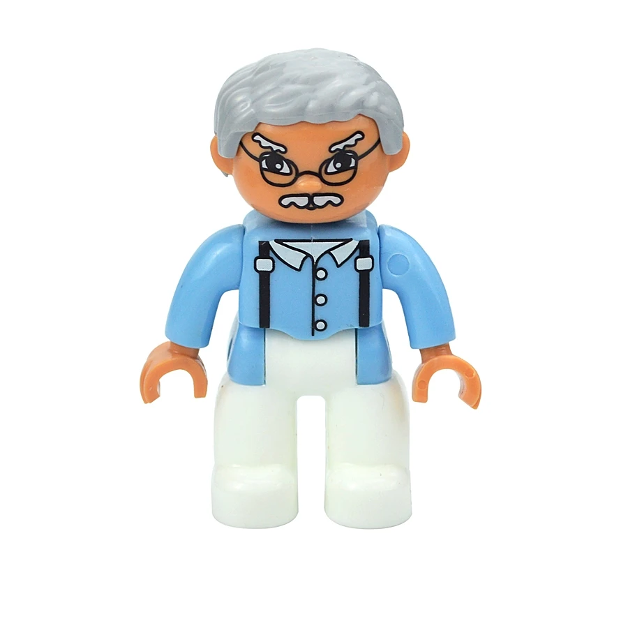 Jumbo Building Block Character Set - Farmer, Pirate, Worker, Doctor & Policeman Figures