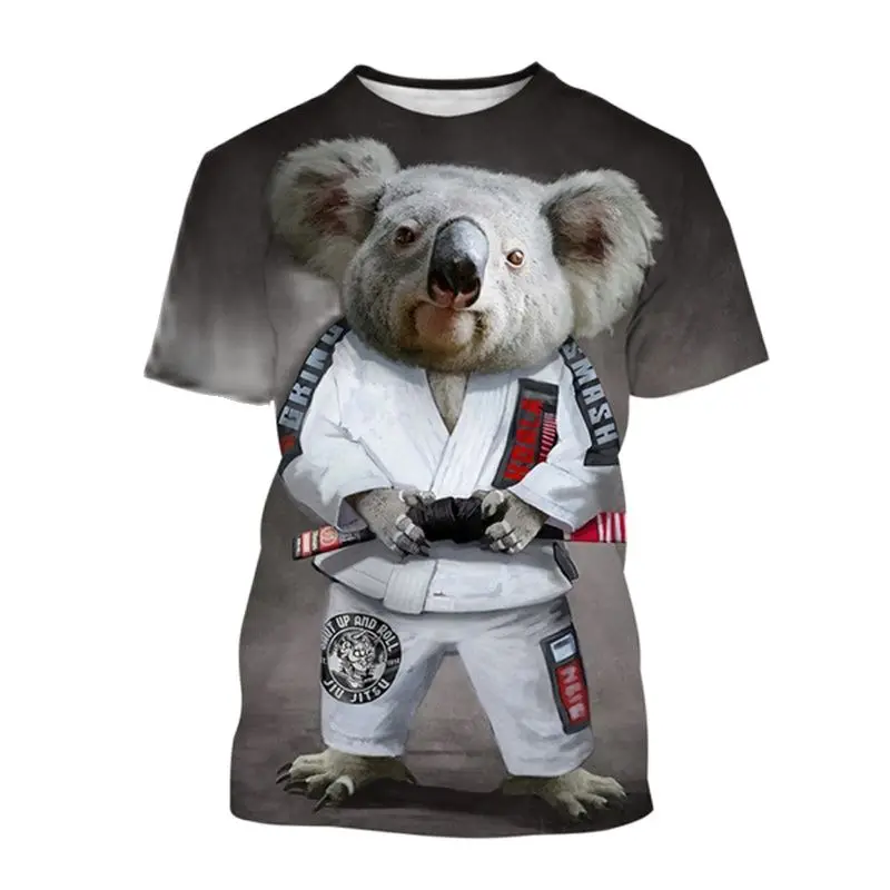T-shirt manches courtes col rond homme, estival et décontracté, humoristique, avec animal, BJJ Jujitsu passionné de lutte