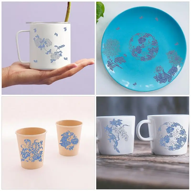 4 Sheets Ceramics Underglaze Transfers and White Stickers Transfer Paper Transfer for Pottery Ceramics Delicate Decal Decoration
