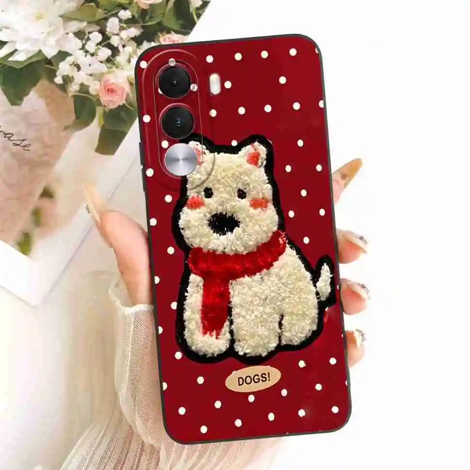 Cartoon Cat & Cute Dog Silicone Back Cover - 6.8 Premium Protective Phone Case