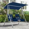 2 Seat Outdoor Porch Swing,Patio Swing with Adjustable Canopy, Heavy Duty 650 LBS Outdoor Swing with Pivot Storage Table 1