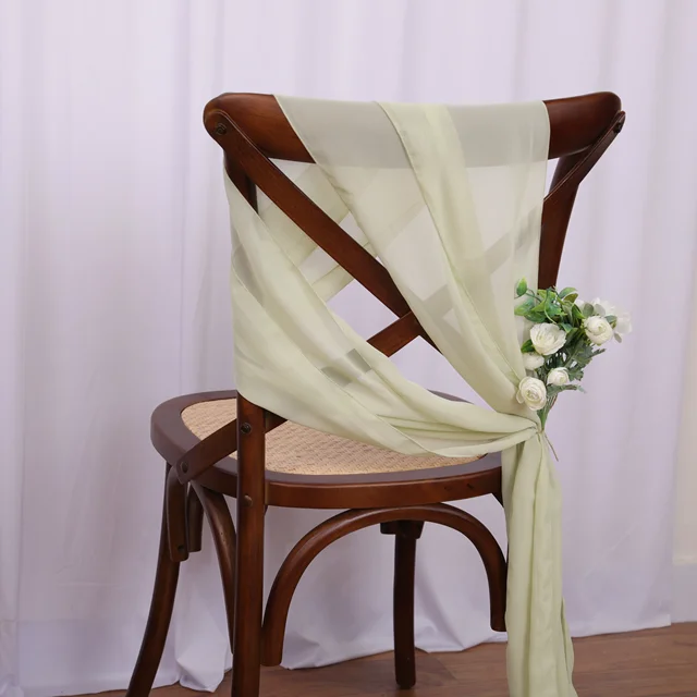 Ceinturage de Chaise en Mousseline de Soie, Ruban Décoratif pour Mariage, ixde la Mariée, Banquet, Annonce PréChristophe, 17x275cm, 12 Pièces 2