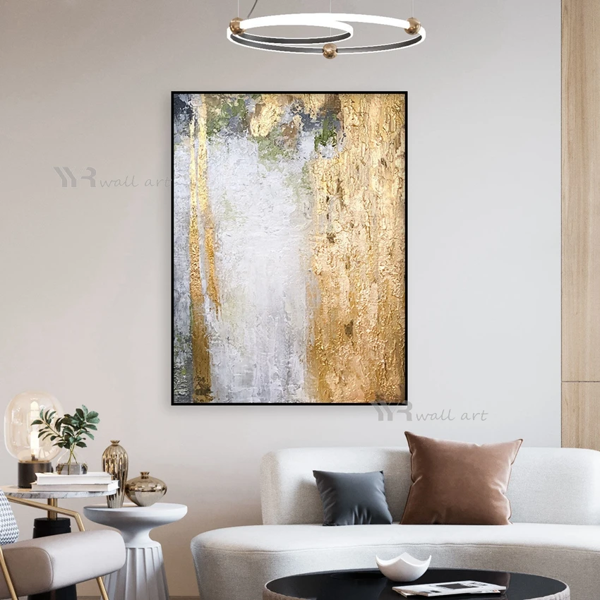

Abstract Gold Foil Decorative Poster Handmade Oil Painting Home Wall Luxury Aesthetic Art Mural Living Room Restaurant Bedroom