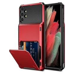 Premium Wallet Case with 4 - Card Slots for Samsung Galaxy A32 5G (Red)