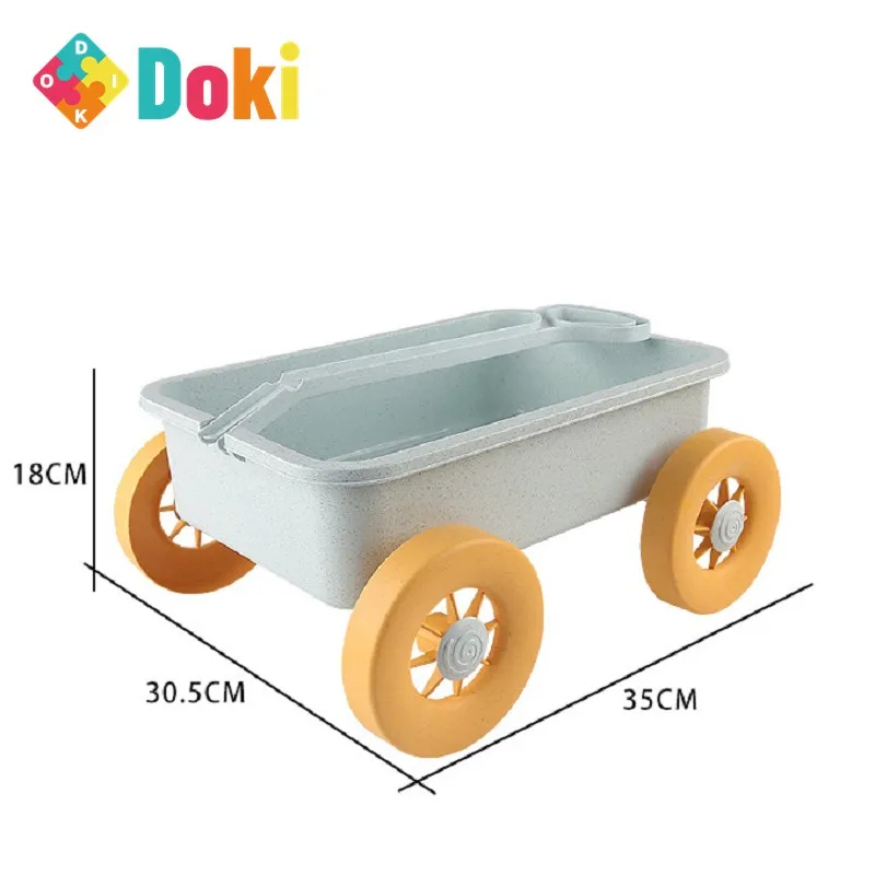 Seashore Beach Outdoor Clinker Toy Hand Pulled Truck Wheat Straw Bulldozer Sliding Little Boy Car Summer Toy