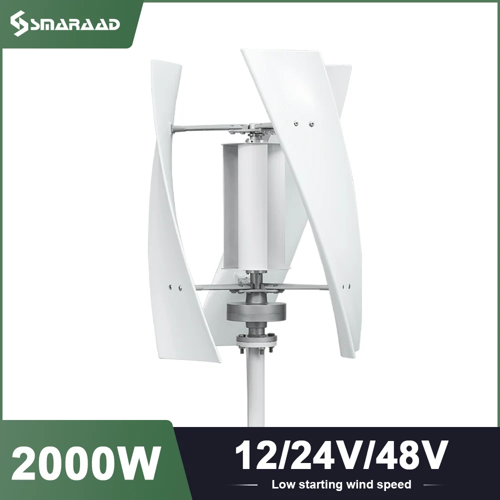 Solar Wind Generator SMARAAD Poland ping Wind Turbine 2000W Vertical Generator Permanent Magnet Suspension Low Wind Start Household 220V