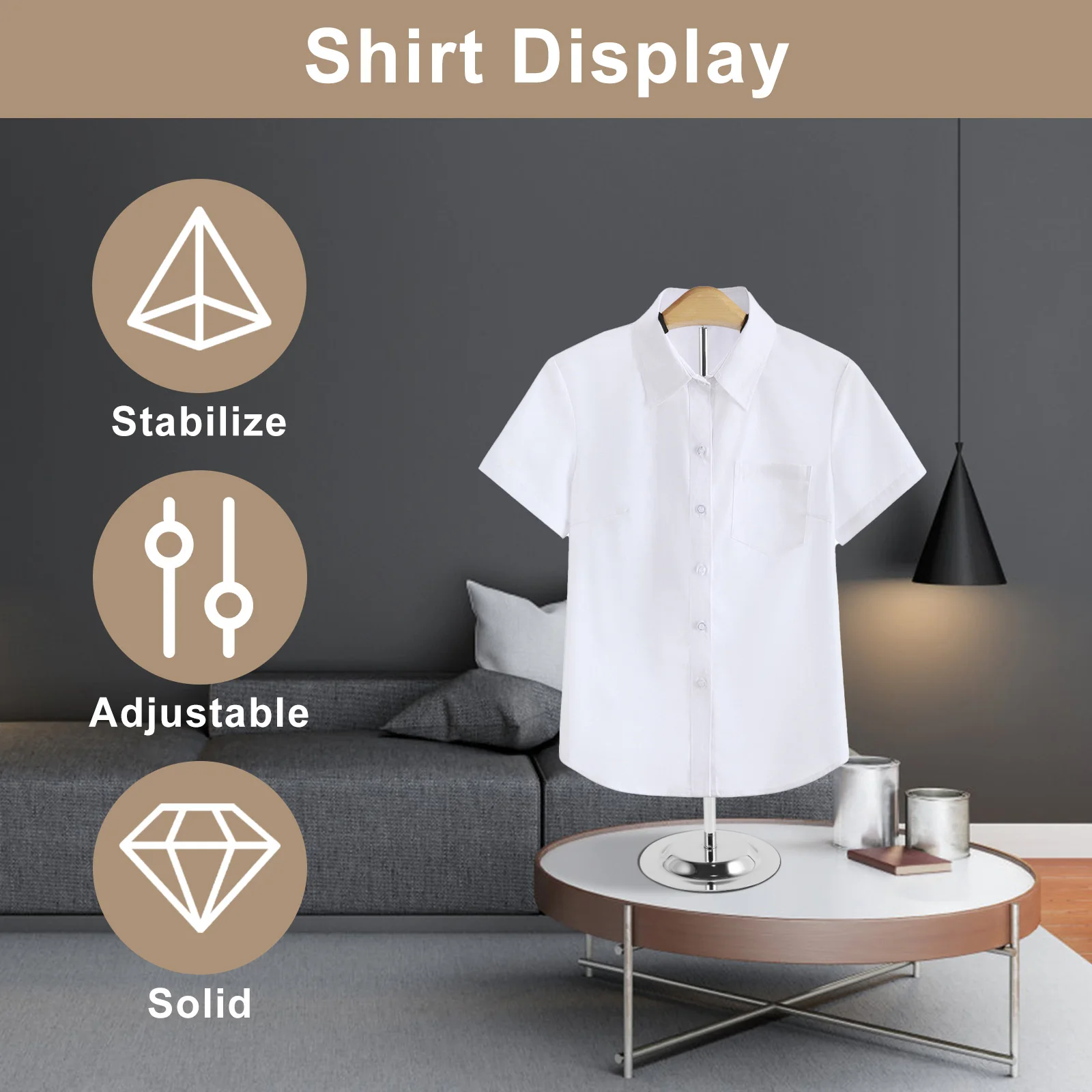 2Pcs Shirt Shoulder Stand Adjustable Shirt Display Stand Round Base Shirt Display Rack Multifunctional Shirt Hanger Display 2