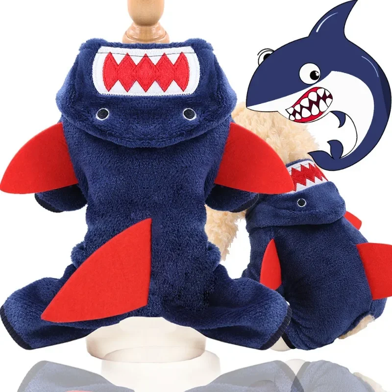 

Pet Supplies Pet Clothes Teddy Fa Dou Autumn and Winter Clothing Supplies Coral Velvet Warm Shark Transforming Pet Accessories