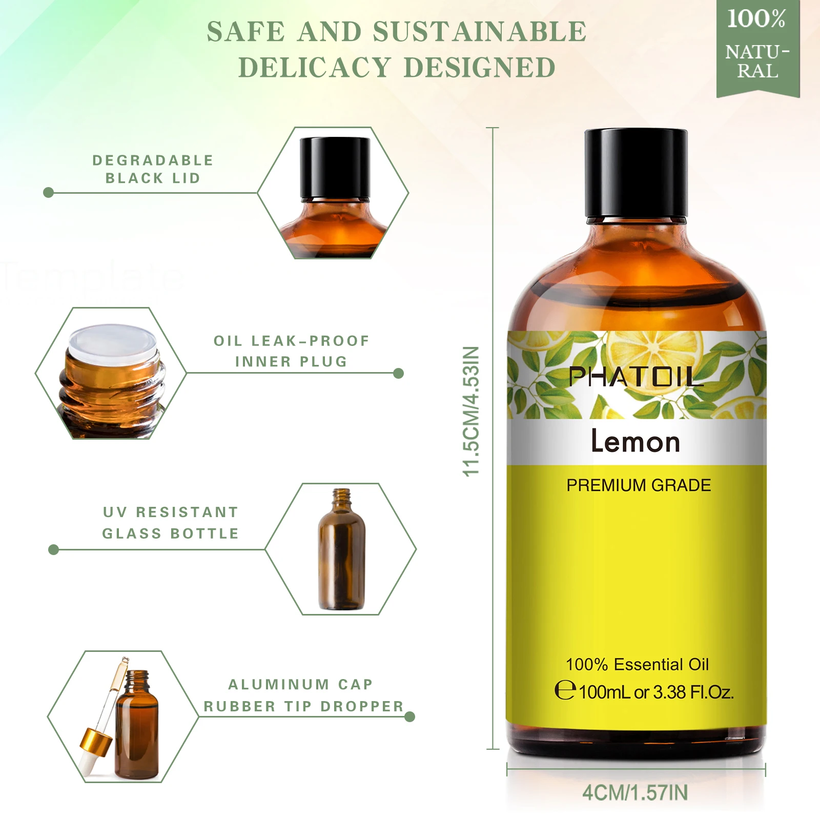 Difusor de aceites esenciales naturales puros para el cuidado de la piel, aceite aromático de aguacate, manzanilla, geranio, rosa, naranja, limón, lavanda, 100ML