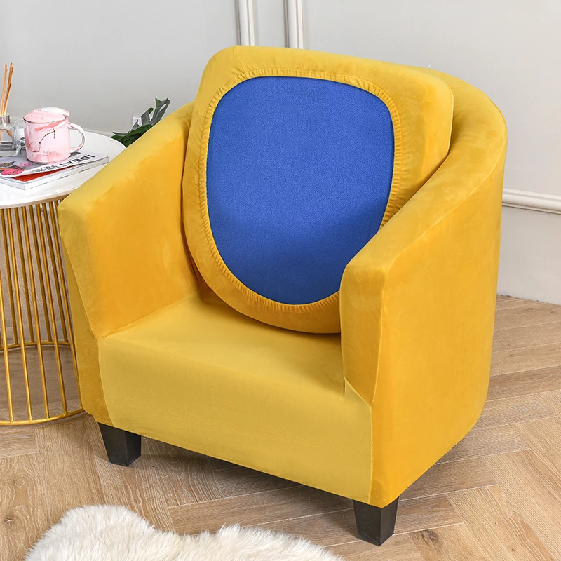 Velvet Chair Covers for Club Armchairs Stretch Sofa Slipcover Removable Couch Cover for Tub Bar Counter Living Room 2pcs/set 4