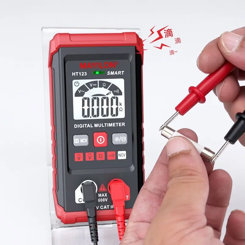 HT123 Digital Multimeter Professional AC DC Voltmeter Voltage Detector Resistance Continuity NCV Electrical Multi Tester